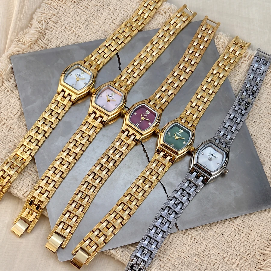 Barrel-Shaped Case Alloy Band Classic Refined Daily Women's Watch