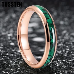 TUSSTEN 4/6/8MM Men's and Women's Wedding Ring With green Malachite Stone Inset in the Groove for a Comfortable Fit