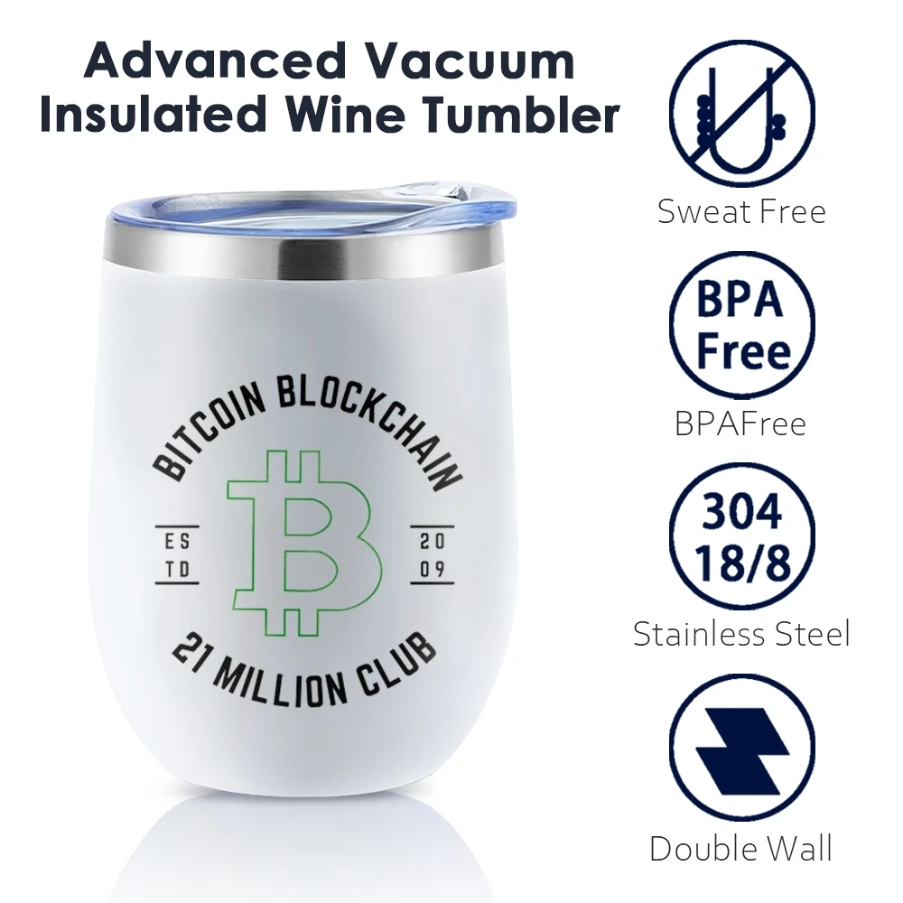 Bitcoin Cryptocurrency Btc Vacuum Flasks 12oz Insulated with Lid Double Wall Vacuum Stainless Steel Cup Hot & Cold Drink Mug
