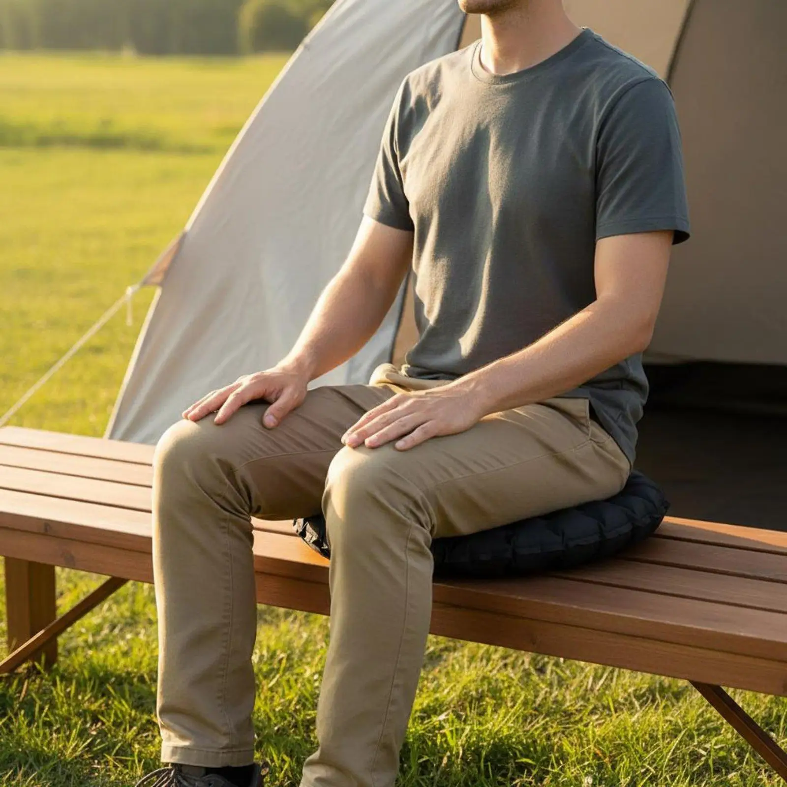 Inflatable Camping Cushion, Lightweight and Compact, Ideal for Campers,
