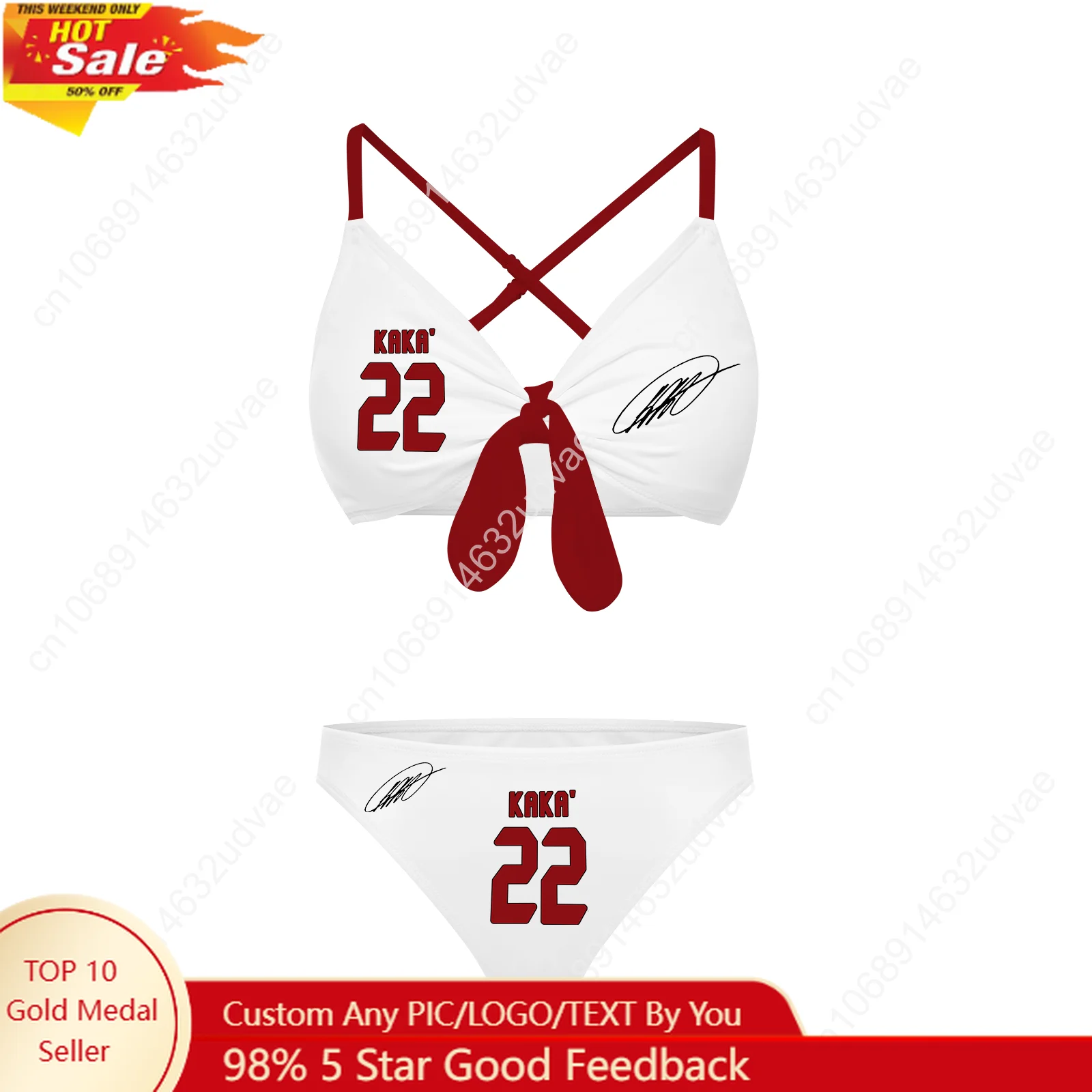

Kaka No.22 Bathing Suits Womens Cross Strap Suspenders Brazil Soccer Star Swimsuits Bikini Swimwear Customized Beachwear