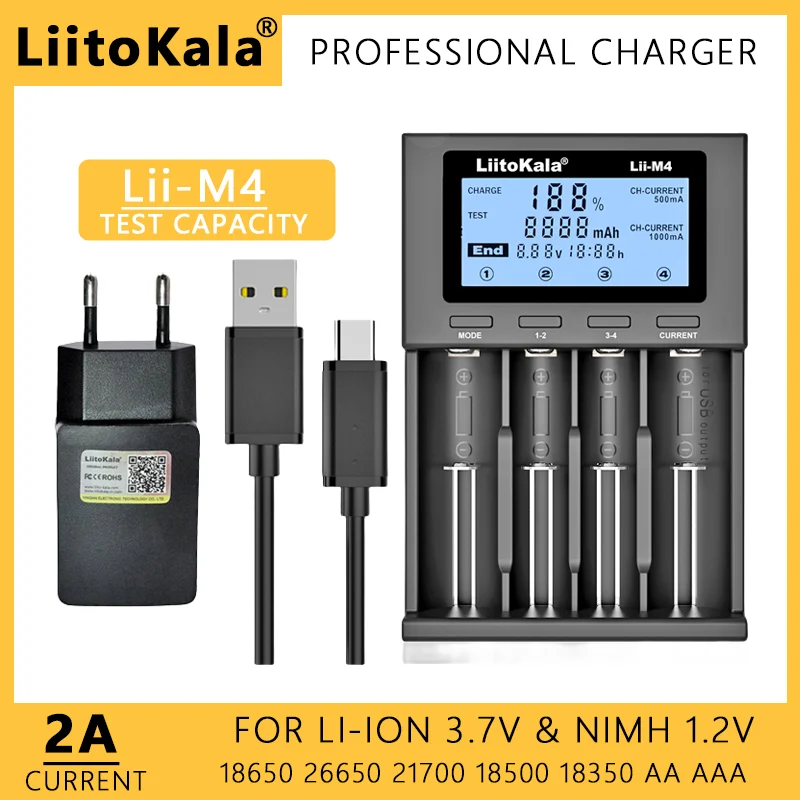 LiitoKala Lii-M4S 402 M4 18650 LCD Multifunctional Battery Charger For 3.7V  26650 21700 14500 Fast charging  Smart  Charger