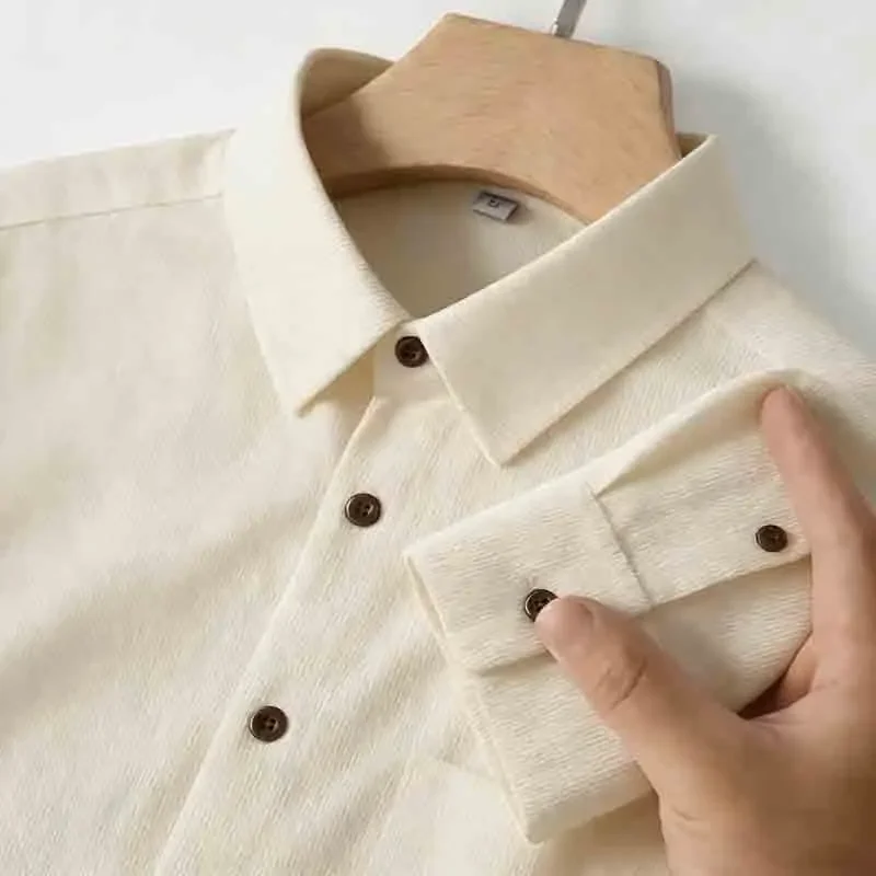 

Men's Corduroy Long Sleeve Shirt Button Down Party Dating Casual Outfit Stylish Multiple Colors Top