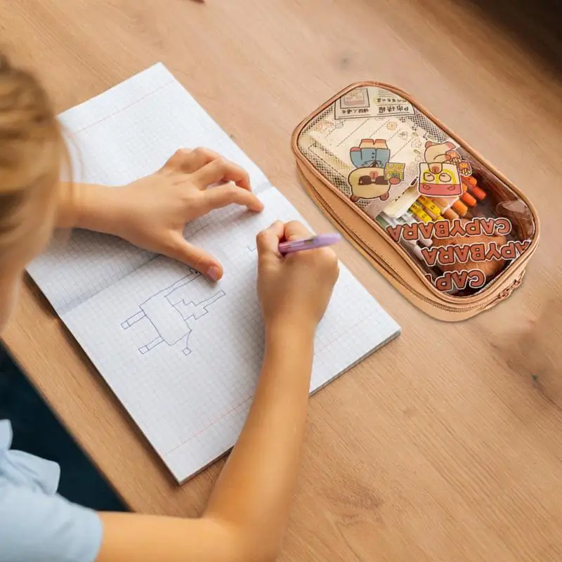 مقلمة كابيبارا مقلمة كرتونية لطيفة منظم مكتب منظم حقيبة القلم حقيبة أقلام رصاص جمالية حقيبة ماركر لأقلام الرصاص و