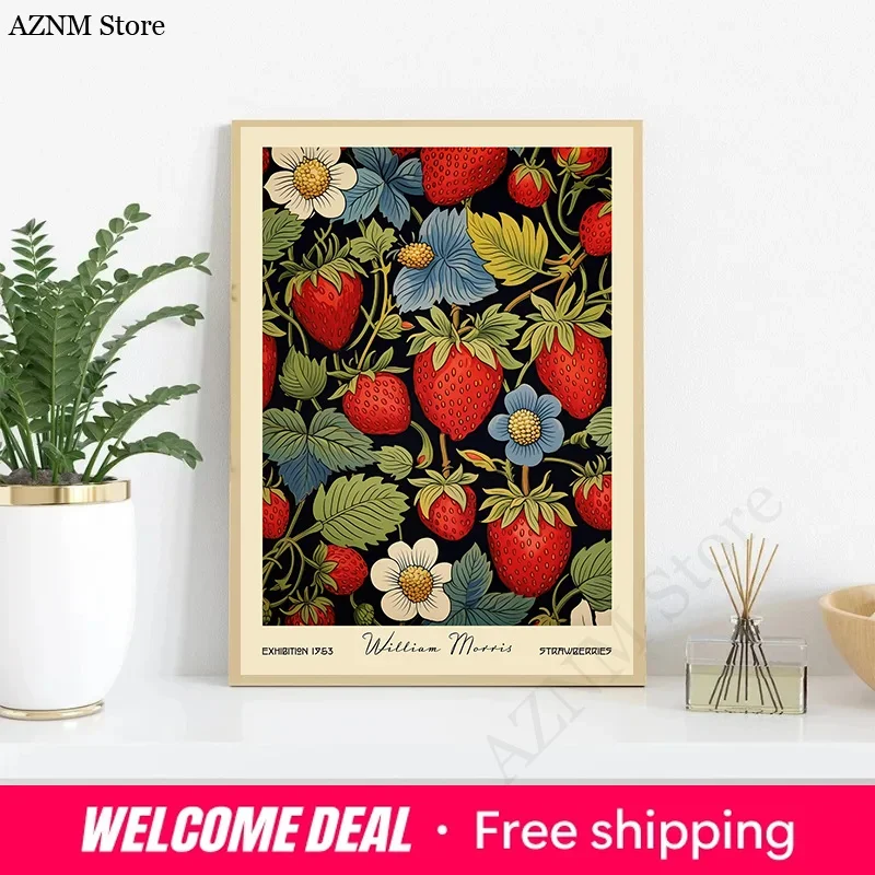 Kitchen Food Fruit Vegetable Potato Lemon William Morris Retro Poster Canvas Printing Wall Art Picture Dining Room Home Decor