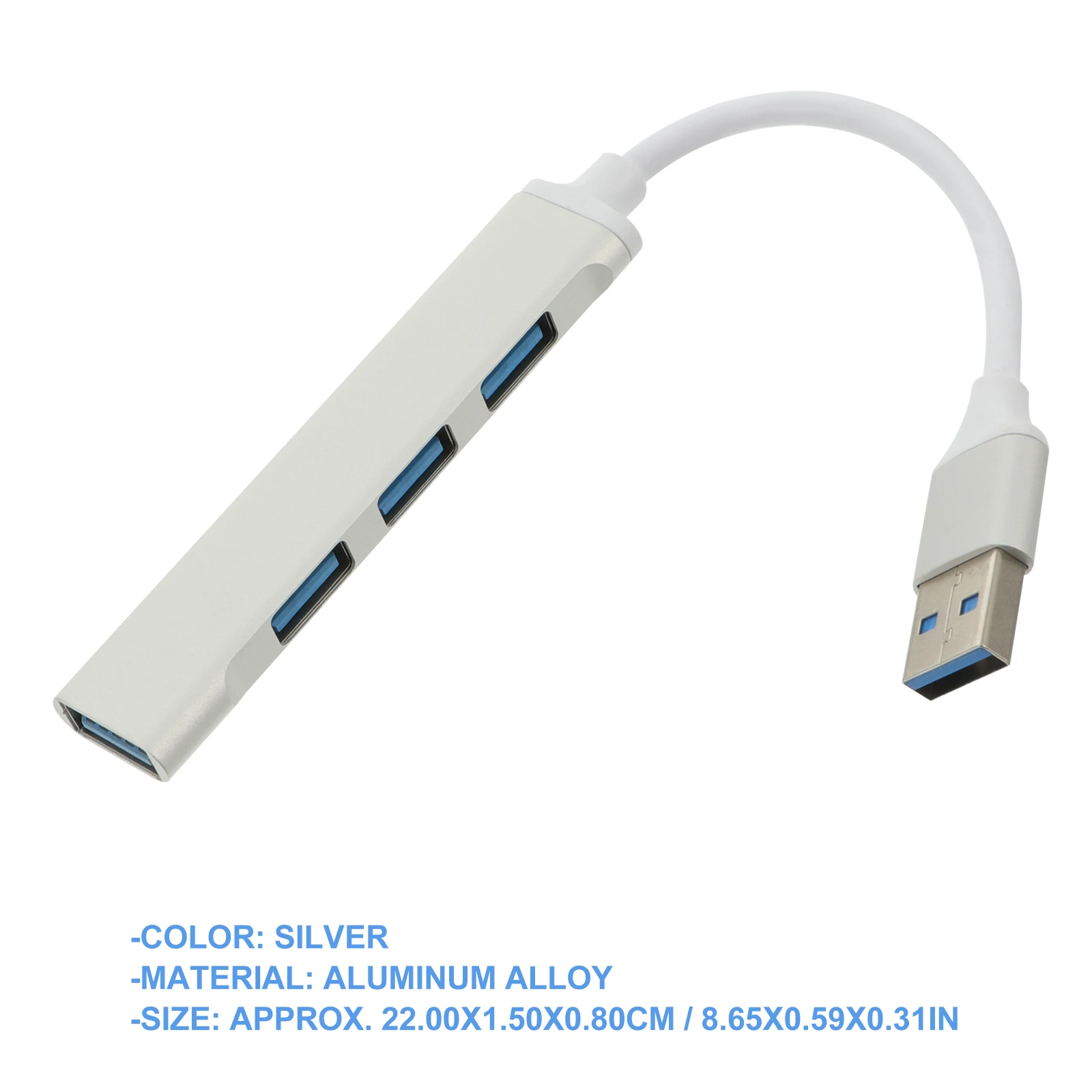 

Usb3.0 Expansion Hub 4 Port Aluminium Alloy Lightweight Portable Data Splitter Multifunction Adapter For Laptop Desktop Computer