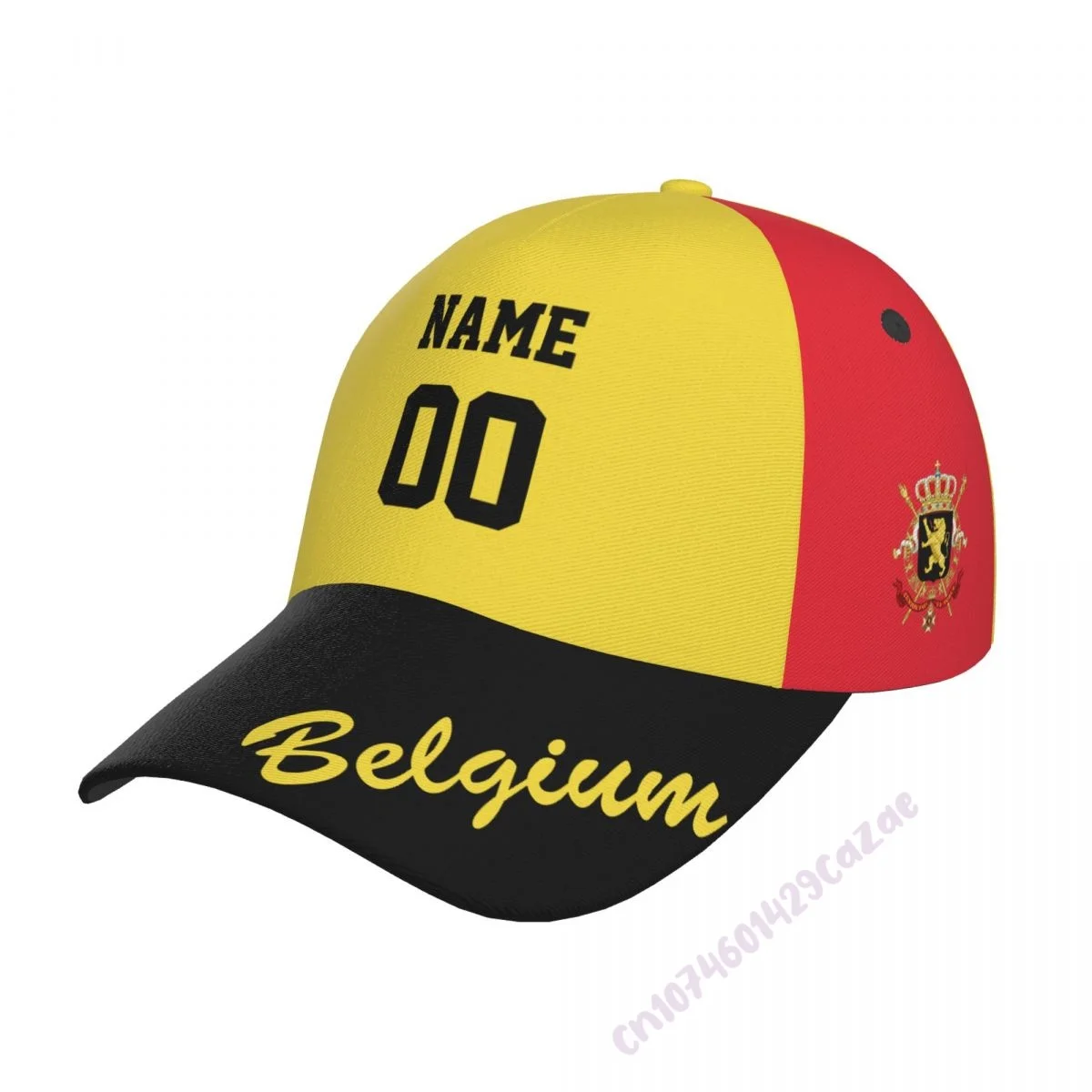 

Custom Name Number Belgium Country Flag 3D Print Summer Sun Baseball Cap Breathable Adjustable Men Women Outdoor Soccer Hat