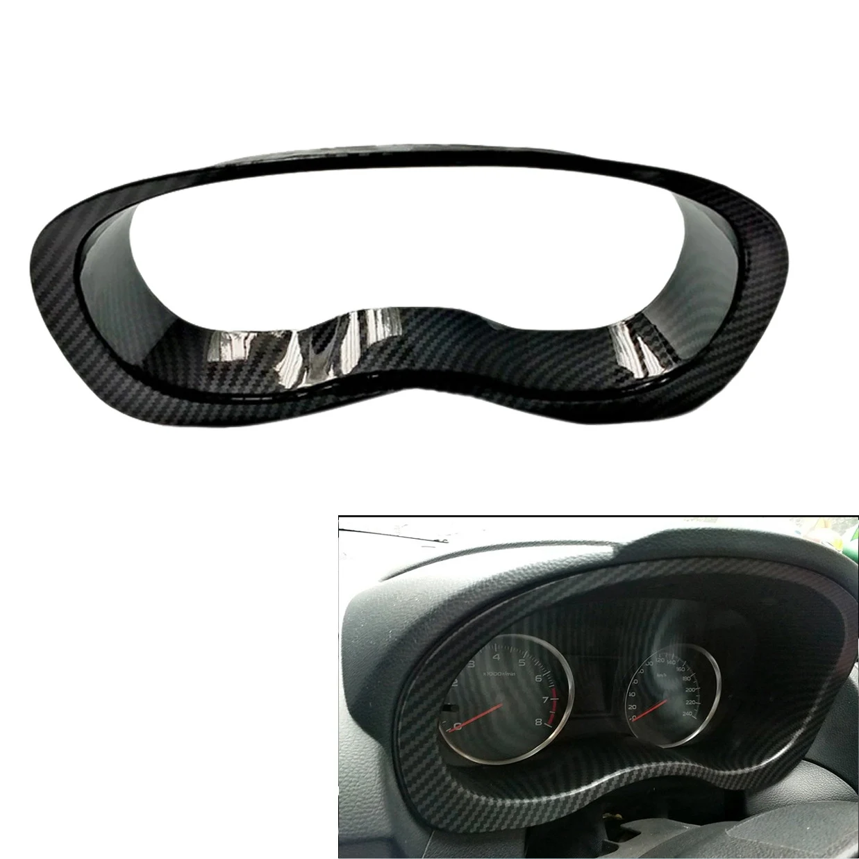 Picture 6: For Subaru Forester Impreza Levorg XV WRX Carbon Fiber Interior Dashboard Speed Meter Display Frame Trim Cover-X67A