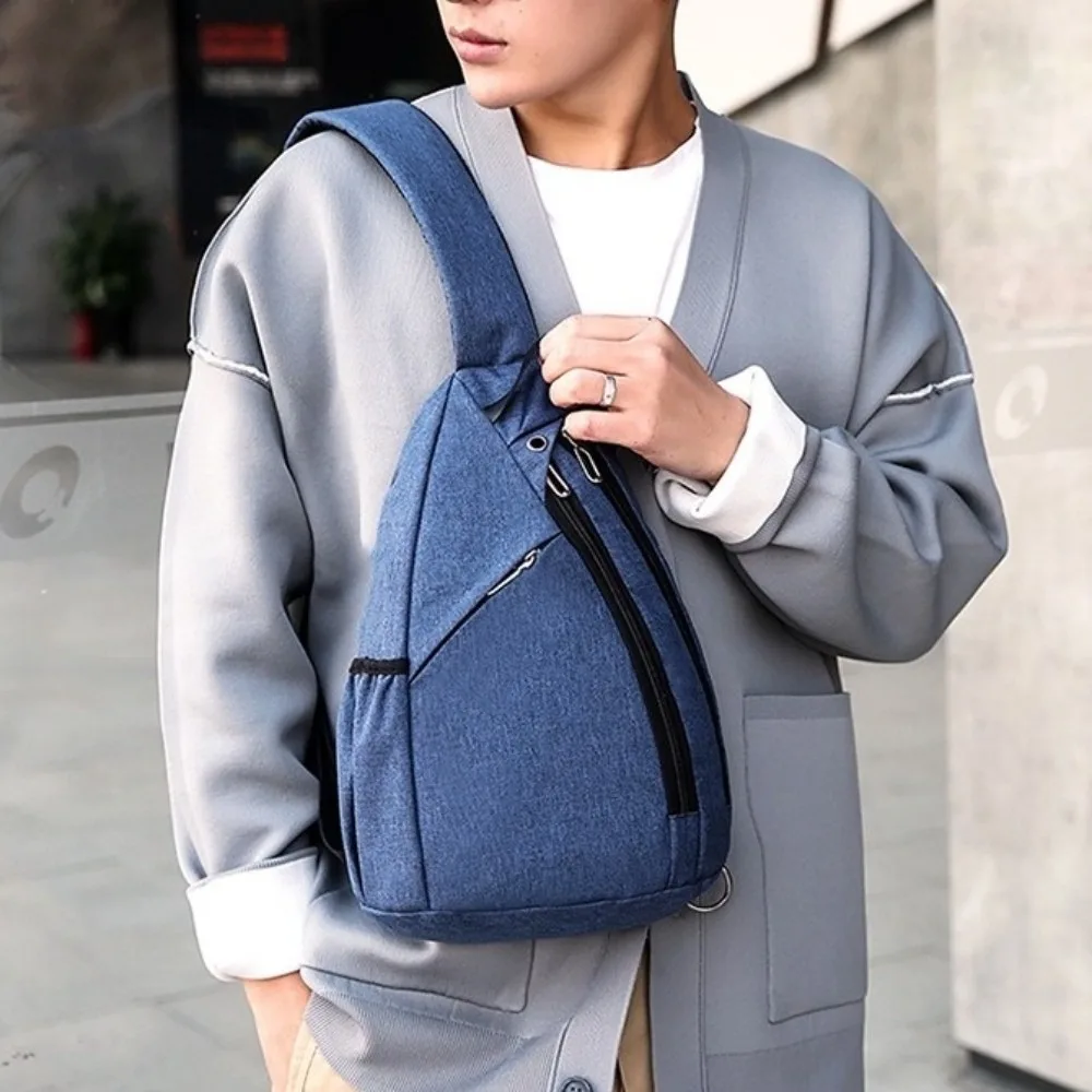 

Multilayer Men's Chest Bag Large Capacity Multifunctional Oxford Sling Shoulder Bag Solid Color Adjustable Strap