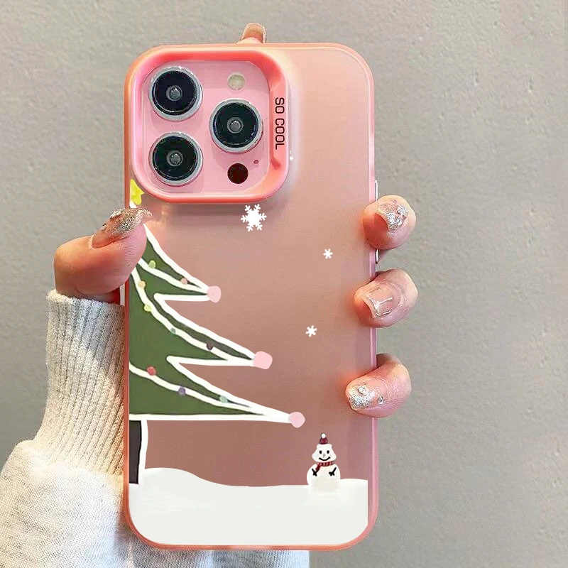 Christmas Tree New Year Gifts Couple Phone Case for IPhone 16 13 14 15 Pro Max 11 12 13Mini Lover Paired Shockproof Cover Fundas image 5
