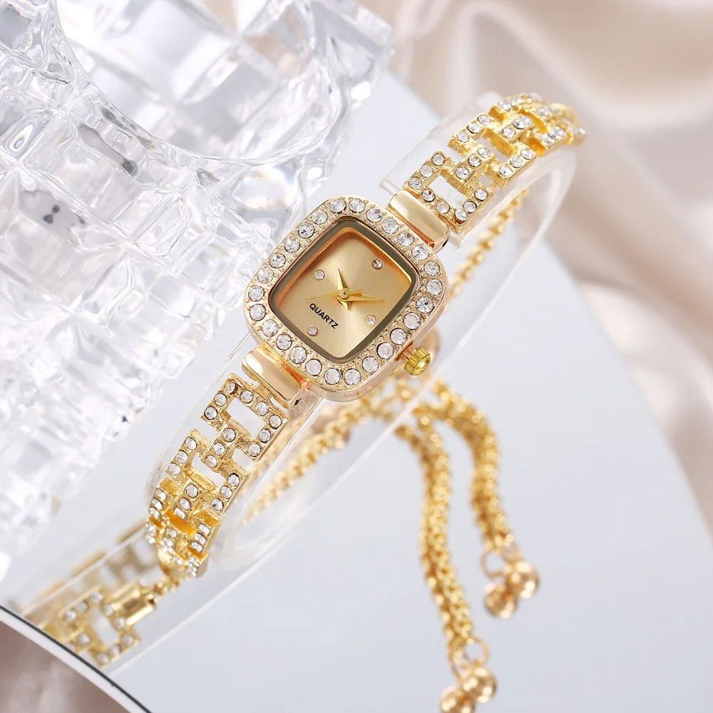 エレガントなクォーツ腕時計高級ブレスレットレディース腕時計ダイヤモンドクリスタルビジネスウォッチレロジオ Feminino Relojes Para Mujer