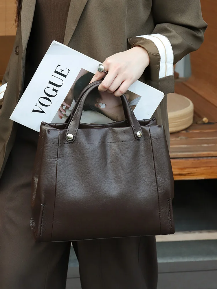 

Natural Head Layer Cowhide Women's Bag New Simple Casual Genuine Leather Women's Bag Fashion Large Capacity Commuting Handbag