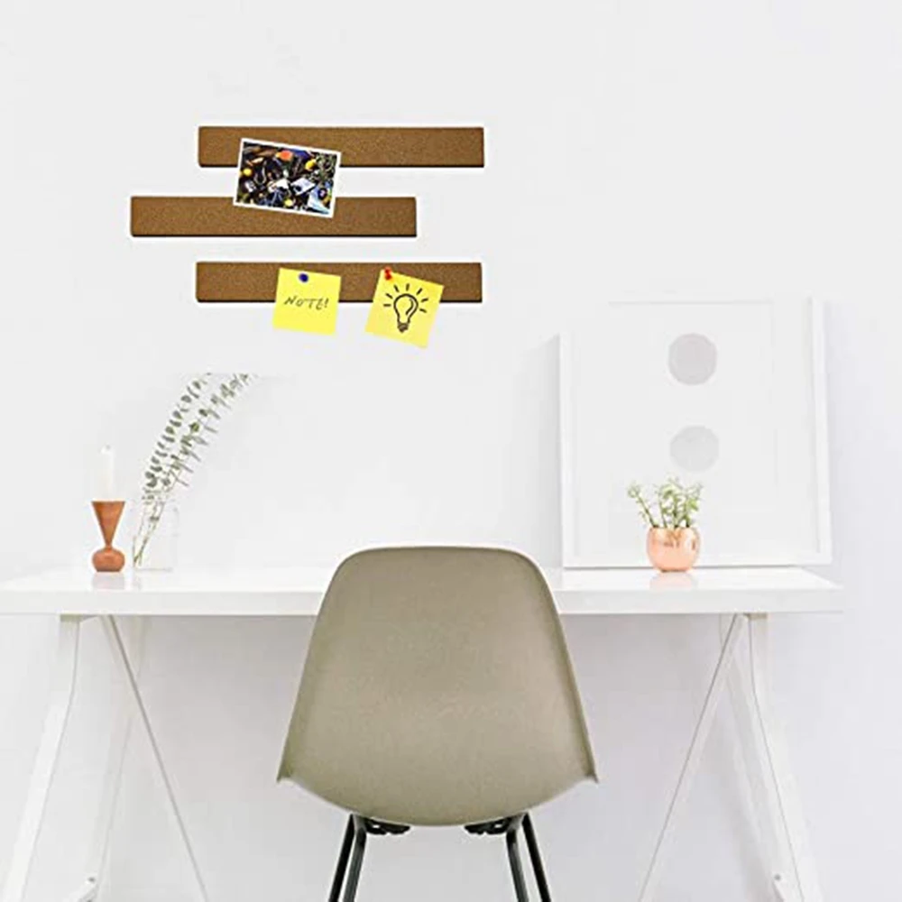 4 Pcs Cork Board Strips with 35 Pcs Push Pins 15x2 inch - 1/2 inch Thick Cork Bulletin Bar Strips for Office, School