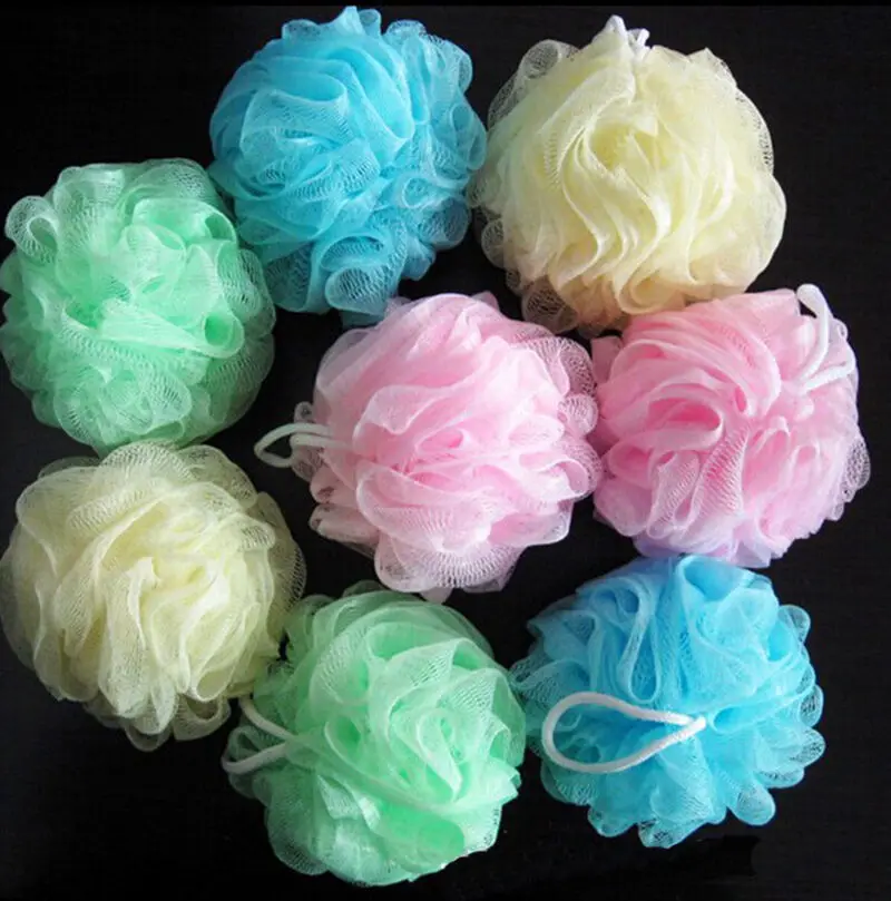 1PCS Soft Body Bubbles Sponge Bath Ball Nylon Scrubber Loofah Mesh Net Ball Cleaning Bath Sponge Multi-color Shower Flower