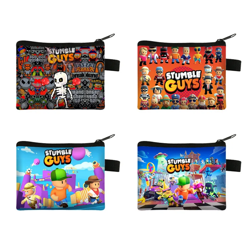 Stumble Guys Coin Purse para crianças, Carteira pequena dos desenhos animados portáteis, Chave da moeda, Saco de armazenamento de poliéster, Presente de brinquedos infantis, Novo