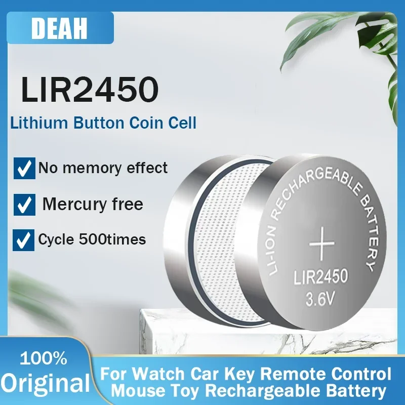 2-10PCS LIR2450 3.6V 120mAh Rechargeable Lithium Battery For Car Key Remote Control CR2450 DL2450 ECR2450 Replace Button Battery