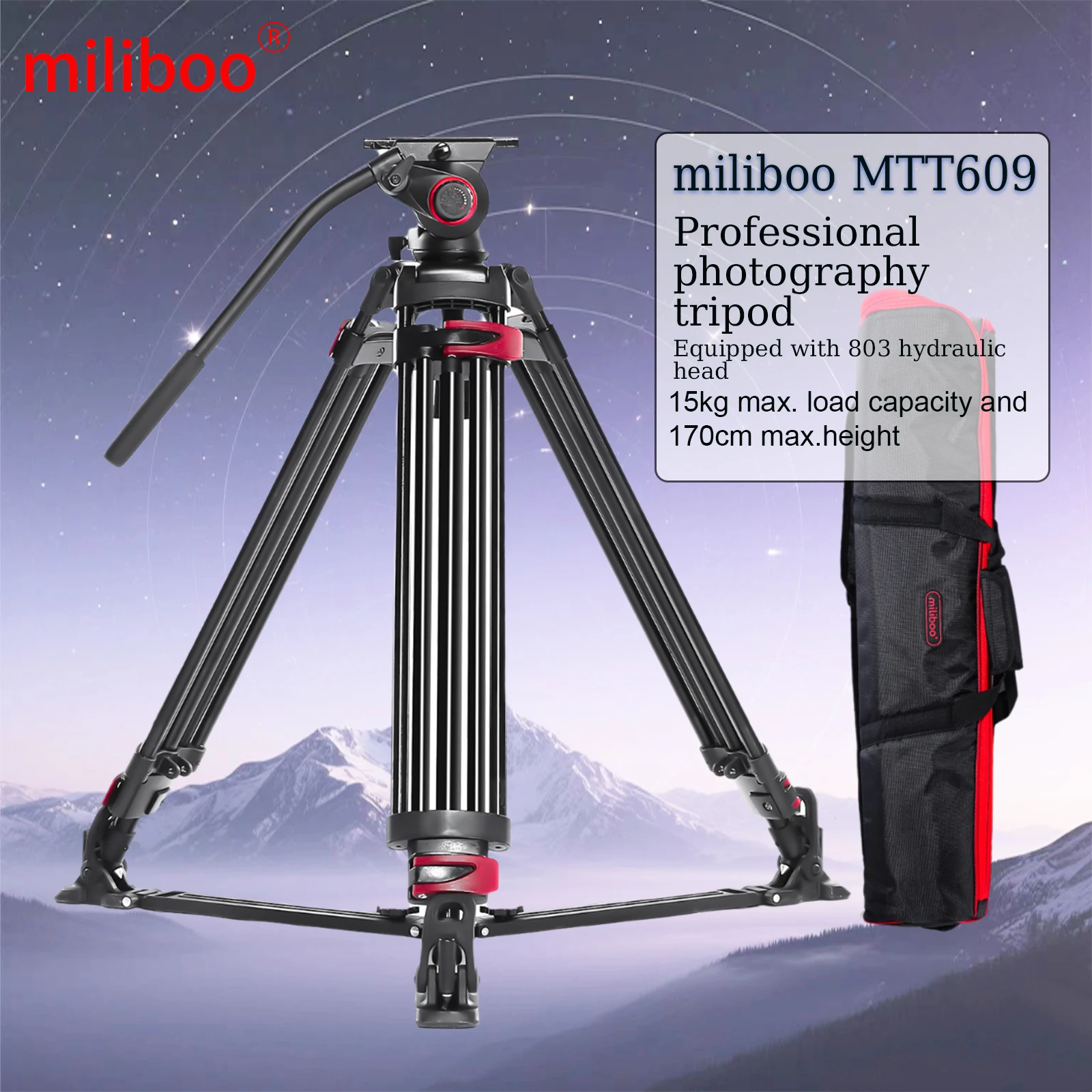 

miliboo MTT609A Professional Photography Tripod Video Aluminum Camera Tripod For Outdoor Video Movie Shooting Maxload 33.1lbs