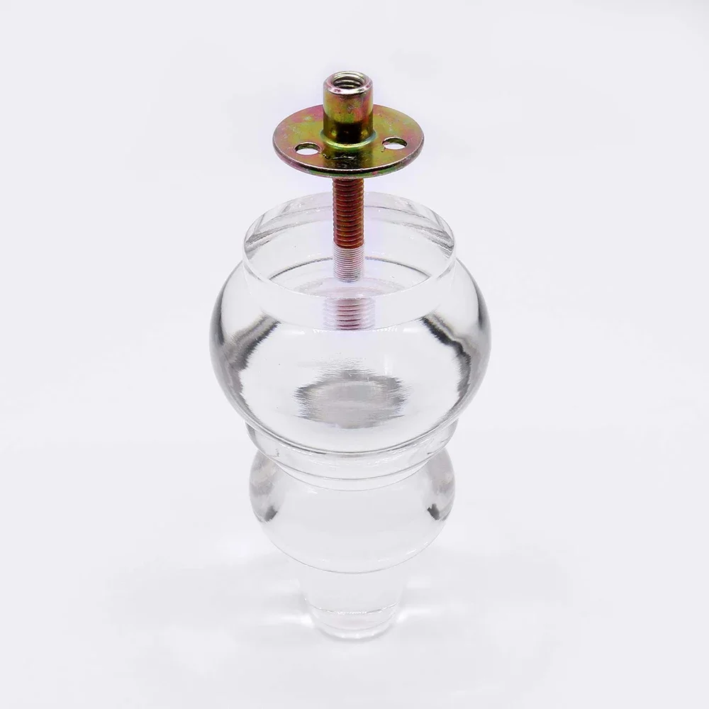 4Pcs Acrylic Furniture Legs 4.7'' Clear Gourd Shape Sofa Cupboard Feet With M8 Bolt Furniture Feet For Bed Stool Chair Feet