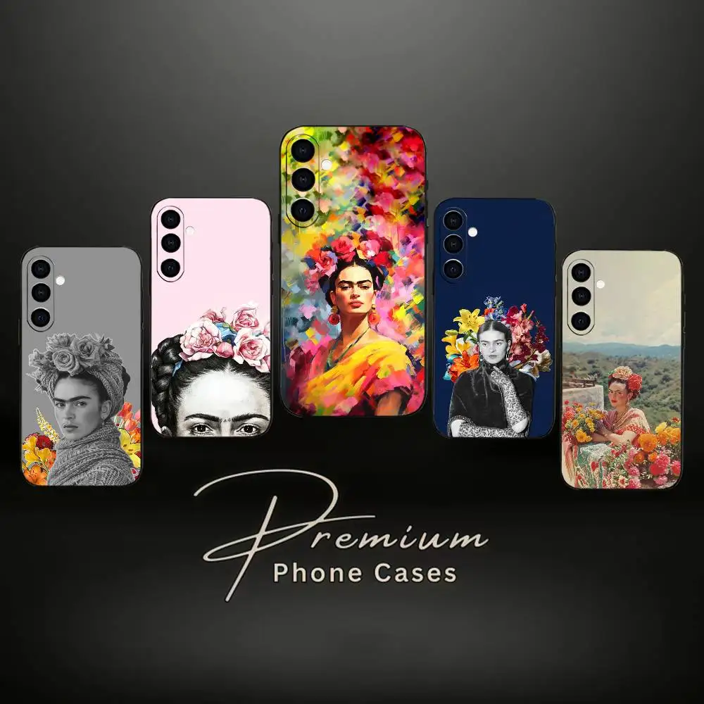 Capa de telefone A-Art F-Frida K-Kahlo para Samsung Galaxy A73, A72, A71, A70, A53, A52, A51, capa preta de silicone macio