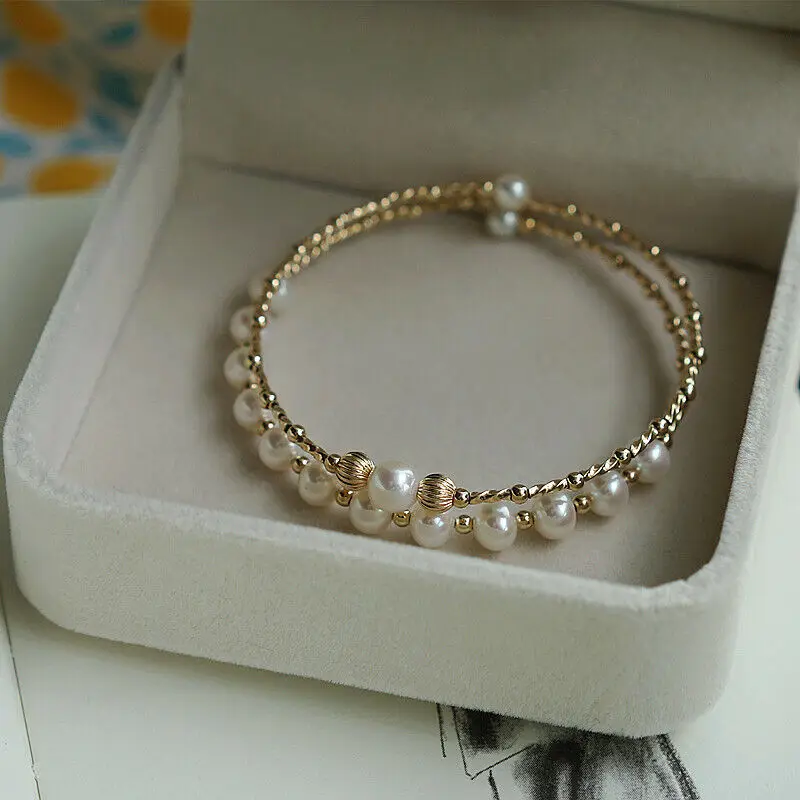 

7.5-8" Beautiful 8-9MM AAA akoya real natural White round pearl Bracelet bracelet for women 925 sterling silver jewelry