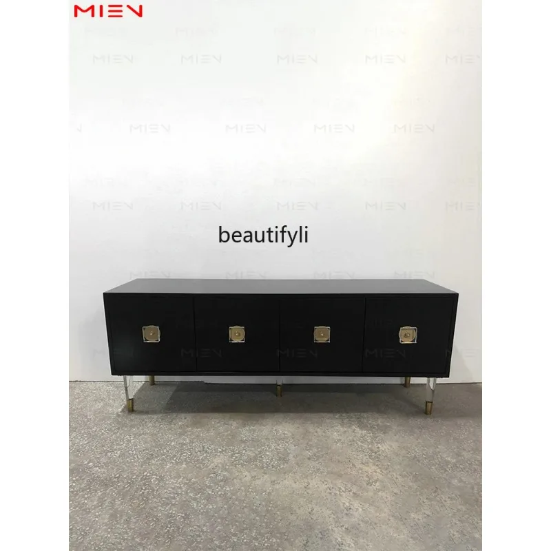 A85 Nordic Light Luxury Living Room Transparent High-Leg TV Cabinet Bedroom Rectangular Storage Acrylic