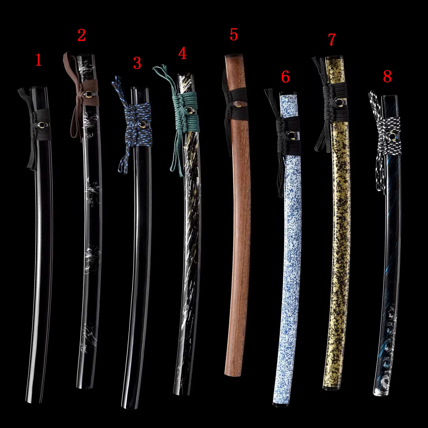 Long Replacement Katana Scabbard Multi Style Lacquer Wood Saya for Japanese Samurai Sword