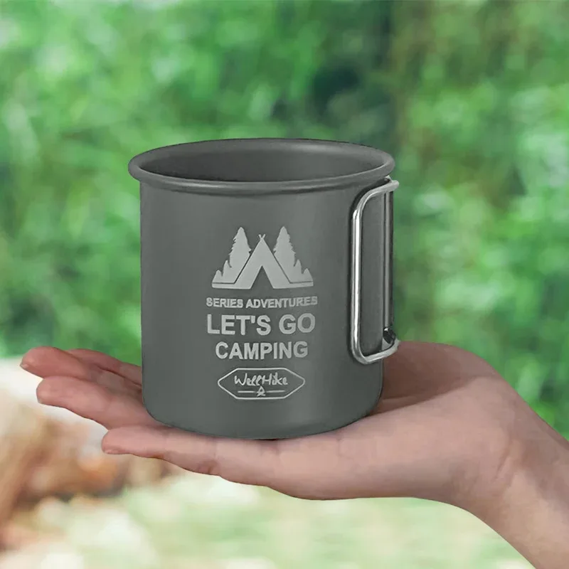 300ML Aluminiumlegierung Campingbecher |   Ultraleicht mit Klappgriff, Tragbare Kaffeetasse für Outdoor-Picknick, Reisen & Camping