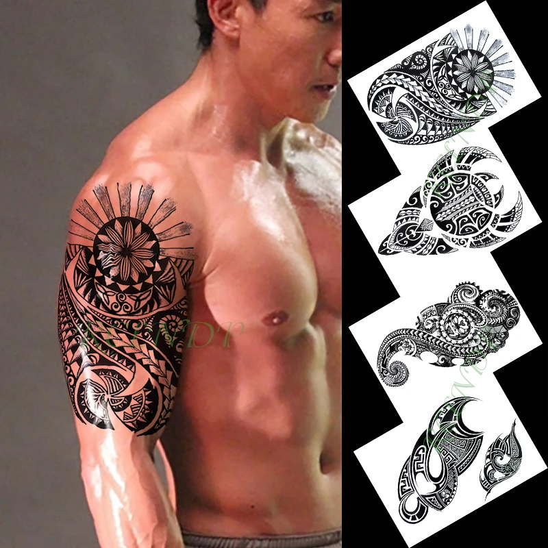 

Waterproof Temporary Tattoo Sticker totem black flowers arm tatto flash tatoo fake tattoos for girl men women