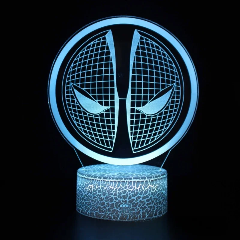 Marvel Avengers Anime 3D LED Nightlights Deadpool Lamp Colorful Changing Usb Night Lights Table Lamp Kid Christmas Birthday Gift