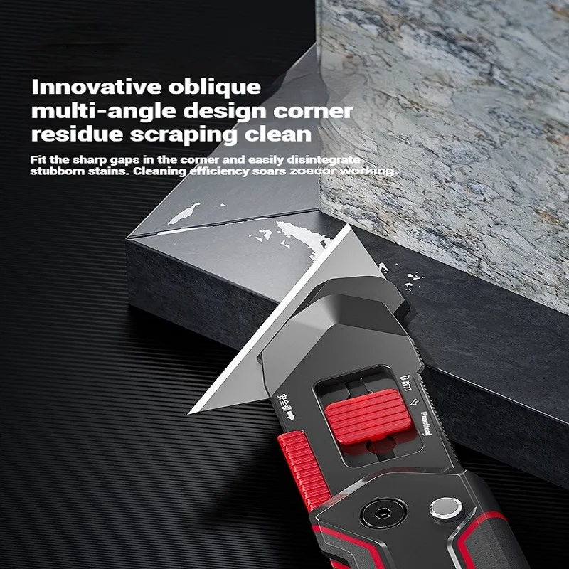 2-in-1 Utility Retractable Heavy-duty Practical Scraper/Art Knife,One Click To Replace Blade,Rubber Handle Multifunctional Tool