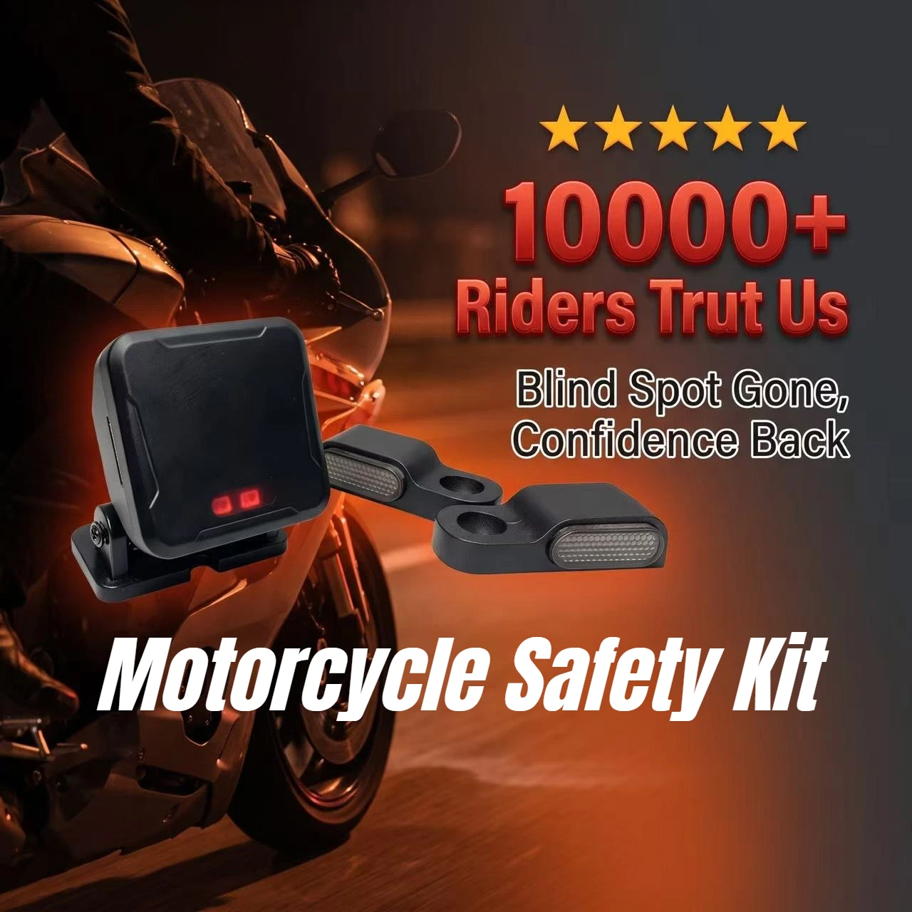 Motorcycle Blind Spot Safety Kit, compatible with Suzuki, Honda, and Yamaha lane change assist systems, IP67 waterproof rating