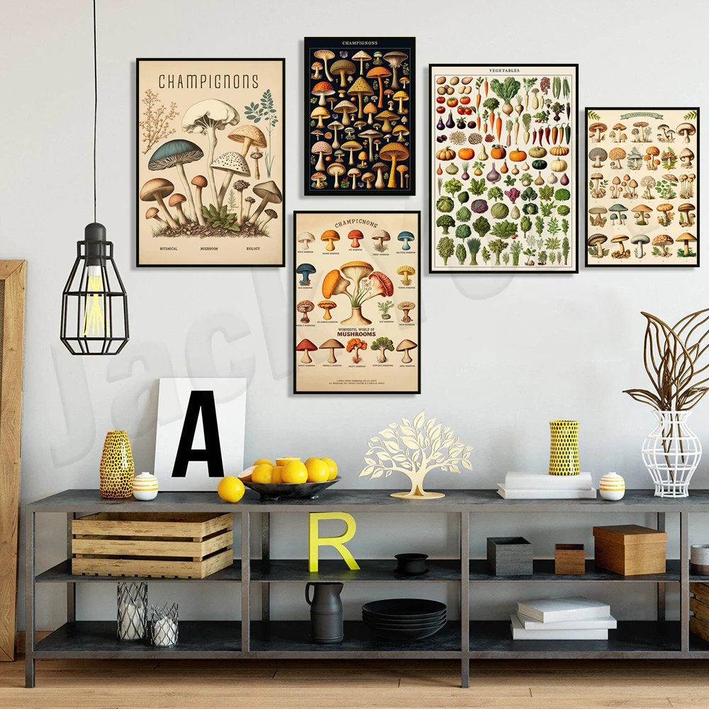 Mushroom World Poster, Shiitake Poster, Plant Wall Art, Vegetables, Herbs Poster Fungi Art, Garden Art, Plant Mom Printable Gift