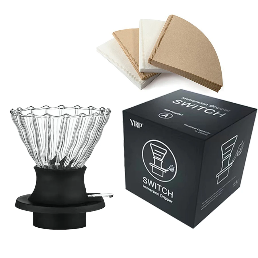 

YRPcoffee dripper V02 pour over coffee maker Conical coffee filter cup hand drip reusable filters Free 40pcs coffee filter paper