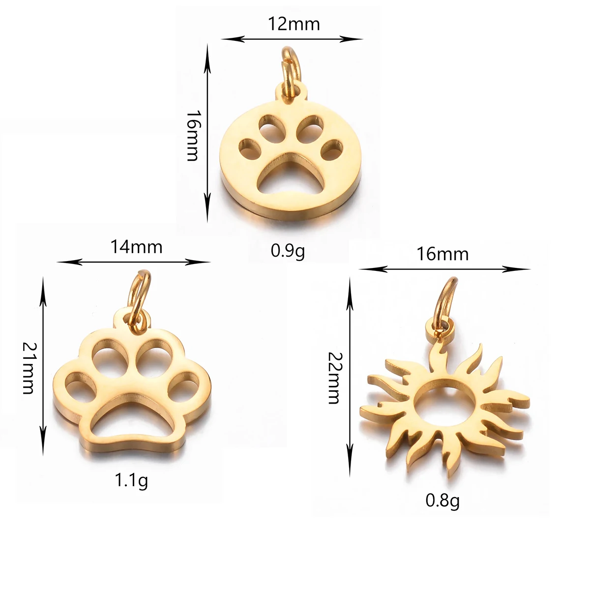 10Pcs Paw Print/Sun Charm Pendant Stainless Steel Accessories For DIY Handmade Necklace Earrings Bracelet Making Jewelry