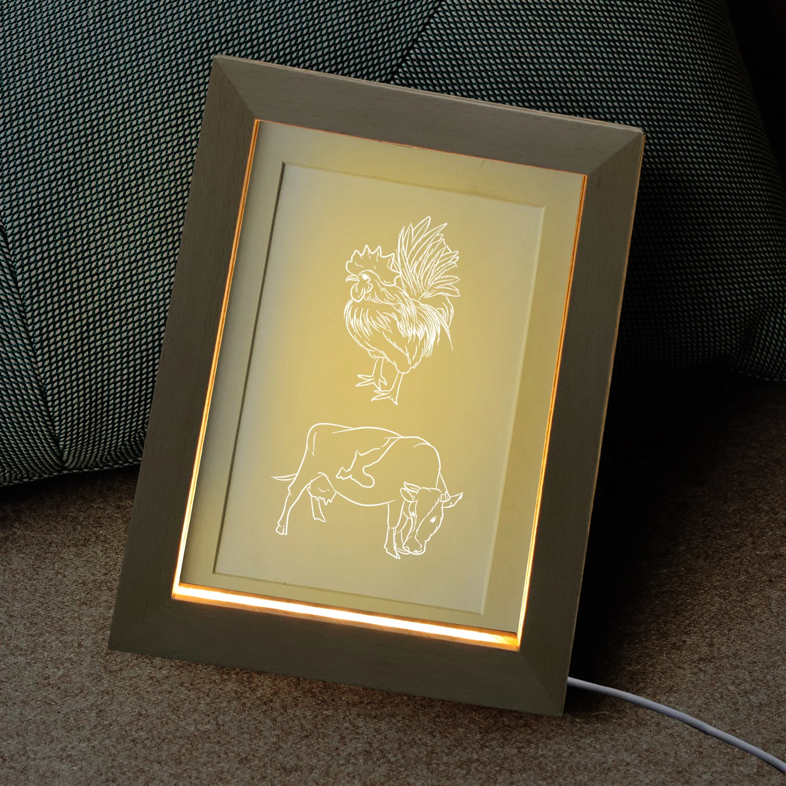 

Lighted LED Picture Frame Wooden USB Powered Night Light for Tabletop Shelf Display Home Office Decoration LED Picture Frame