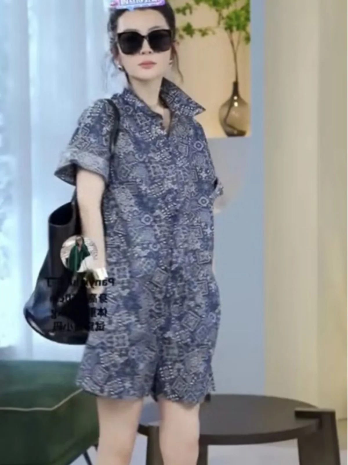 

Повседневные цельные брюки с цветочным принтом, свободный крой, ort Sve, широкие брюки с отложным воротником, женский костюм больших размеров