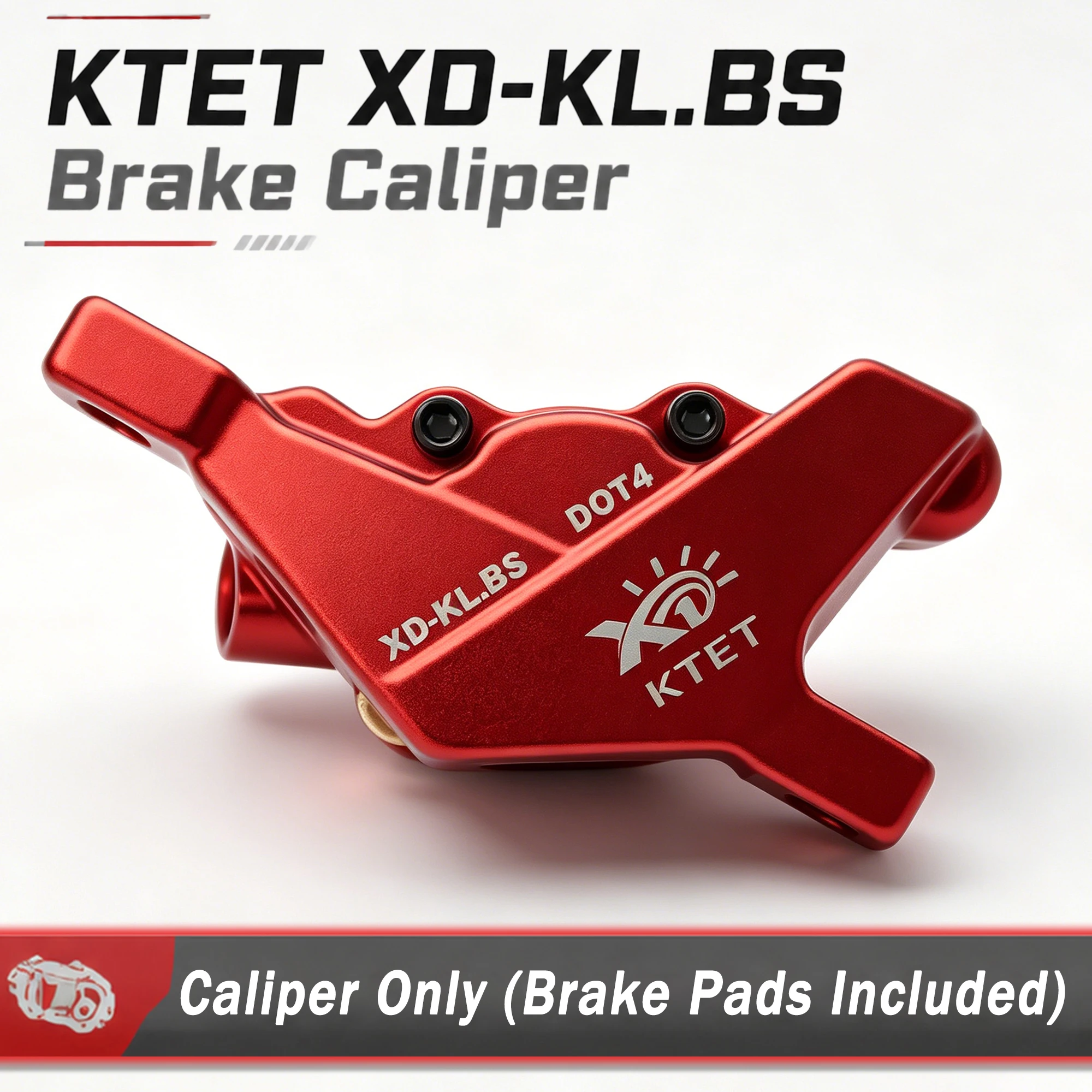 KTET XD-KL.BS Dual-Piston Hydraulic Brake Caliper with Pre-installed Brake Pads for E-Bike E-Moto E-Scooter ATV – Caliper Only