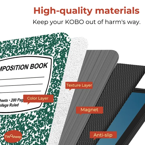 Imagen 2 del producto Funda Twosheep de 6 pulgadas para Kobo Clara BW Clara Color Clara 2E TPU con tapa magnética Auto Wake Sleep TPU cubierta suave libro de composición