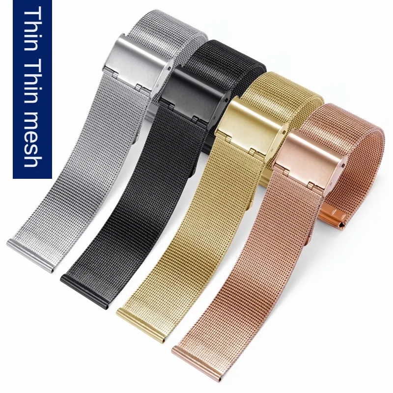 Universal Brand Flat Interface Refined Steel Watchband 12/13/14/15/16/17/18/19/20/21/22/23/24/mm Stainless Magnetic Bracelet.