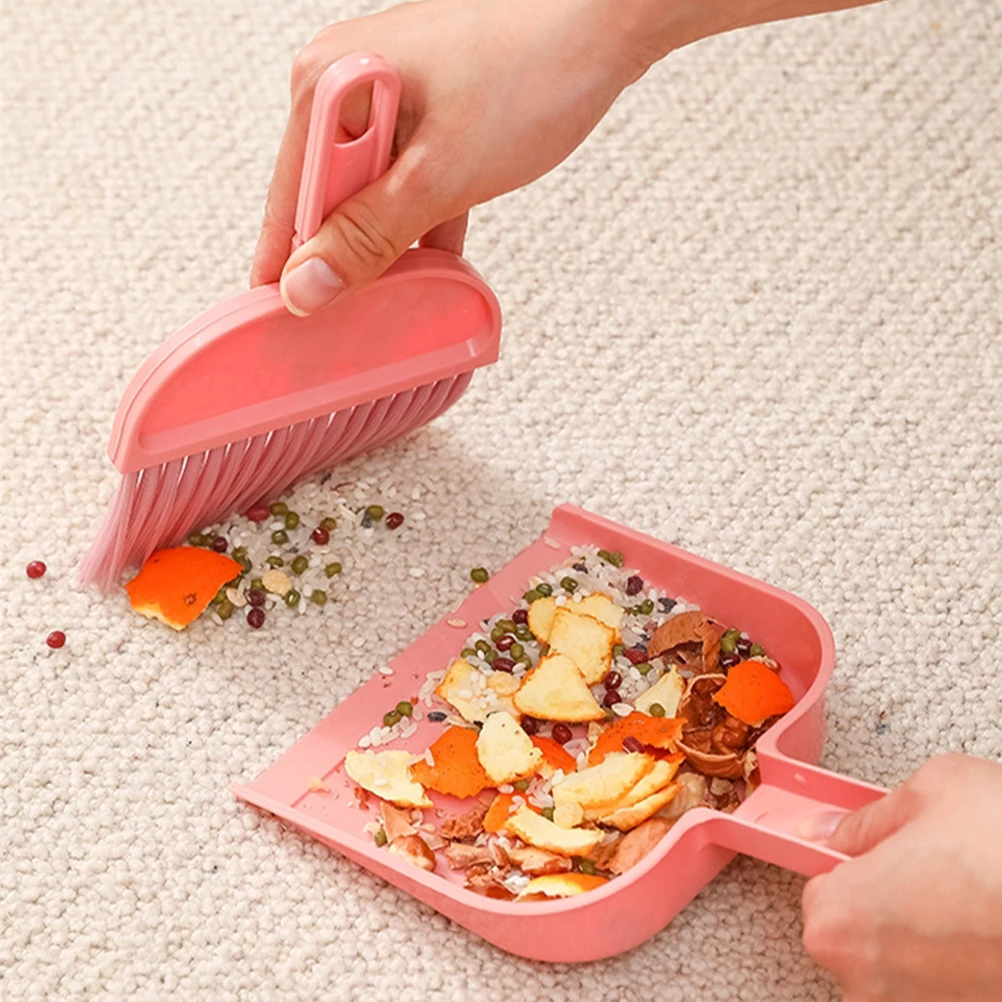 

2 set Mini Broom Dustpan Set Desktop Cleaning Tool Small Portable Dust Pan Brush Kit For Table Home Sturdy Durable Plastic