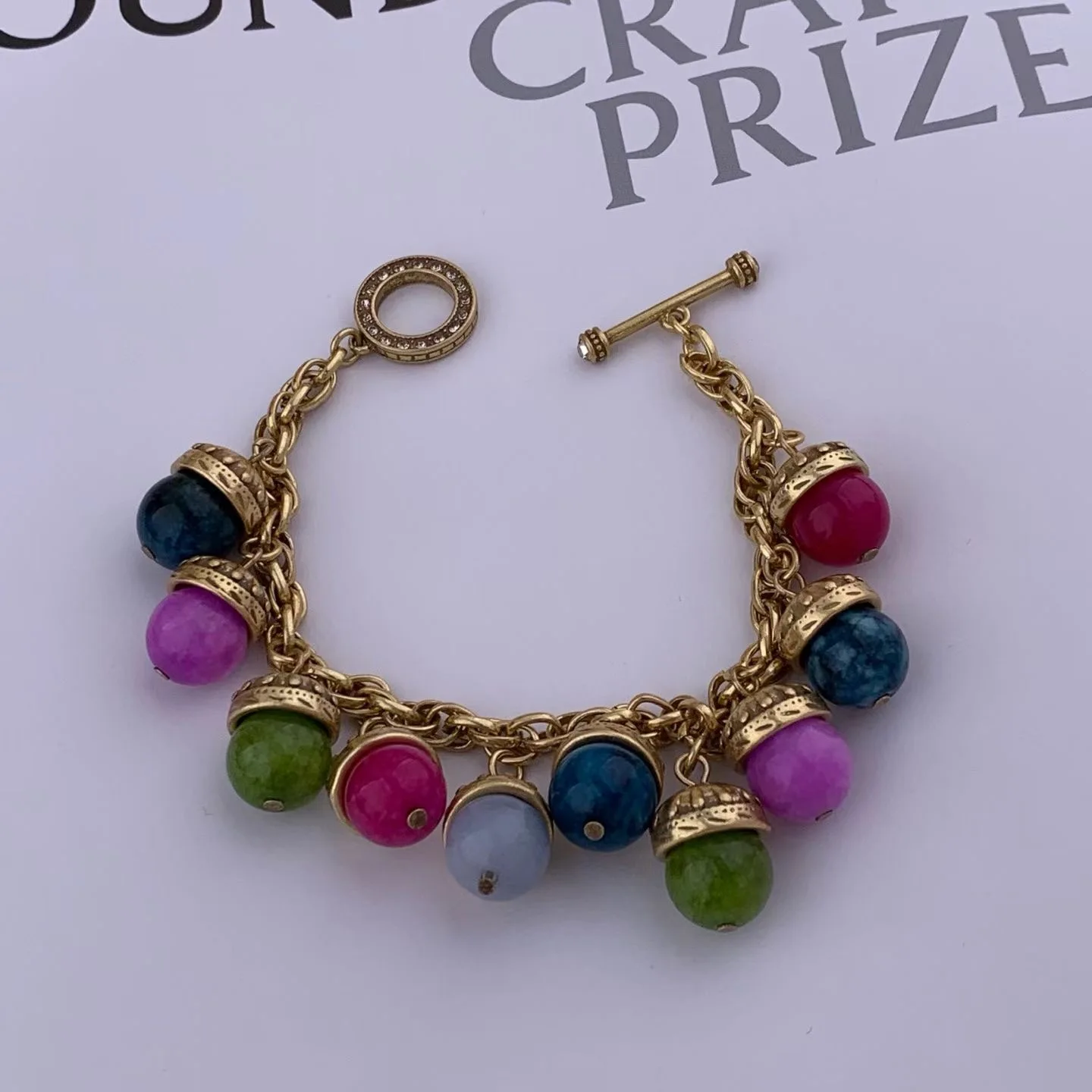 

Vintage Rhodium plated gold Natural stone crystal Bracelets necklace for women's girl gift Party Hand chain fine Jewelry