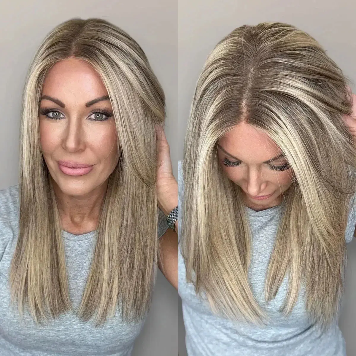 

Straight Hair 16 Inch Ash Blonde High Quality Synthetic Lace Wig With Baby Hair Original Factory Cheap Wigs On Clearance Sale