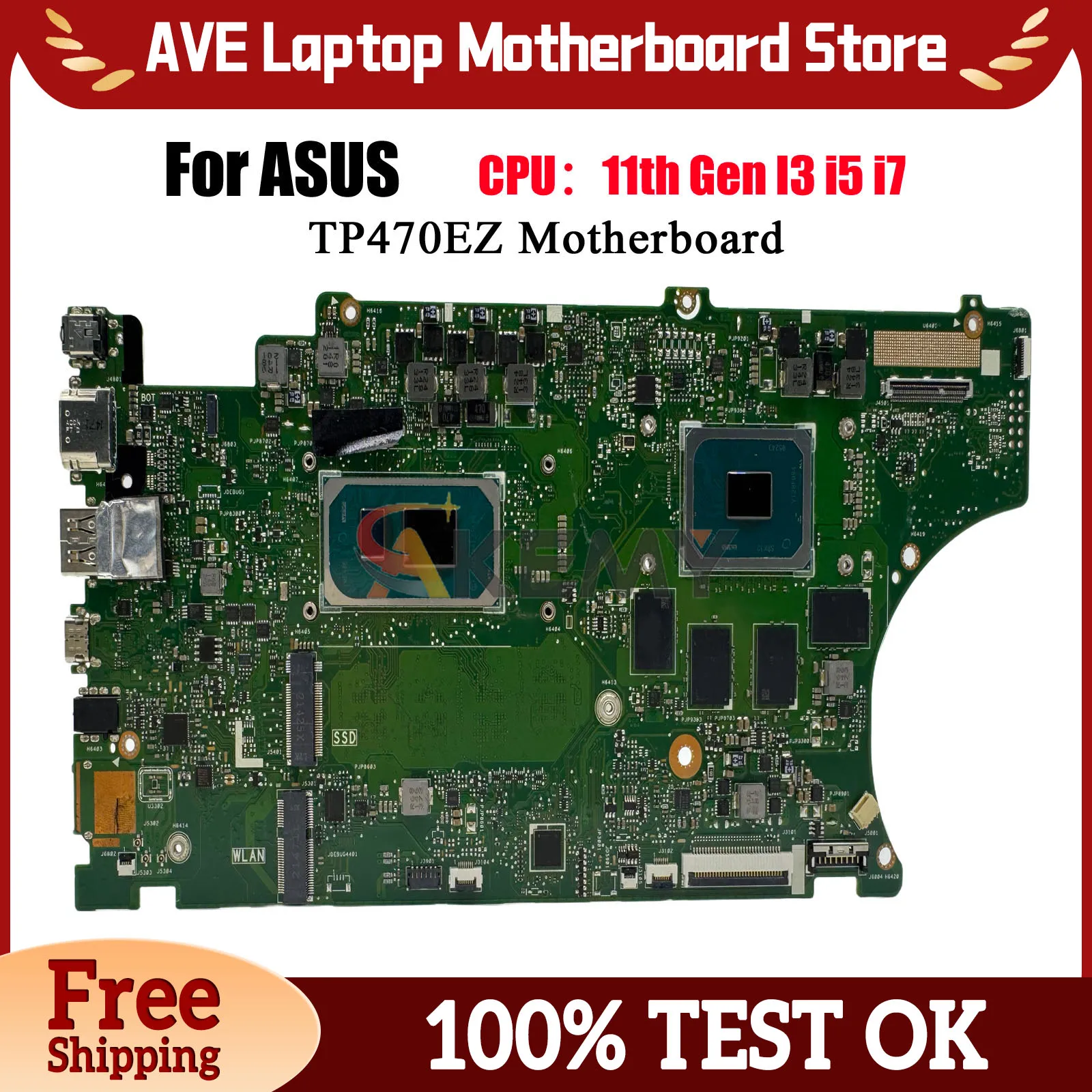 

TP470EZ Laptop Motherboard For ASUS VivoBook Flip TP470E TP470EZ Notebook Mainboard W/ 11th Gen I3 i5 i7 100% tests OK fast ship