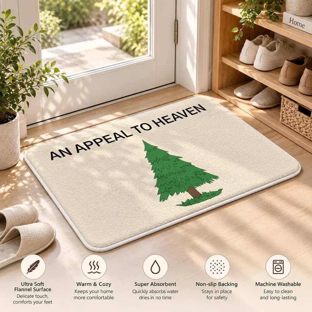 Appeal To Heaven Tree Floor Mat Flannel Rug Soft Non Slip Door Mat For Bathroom Bedroom Kitchen Living Room Home Decor