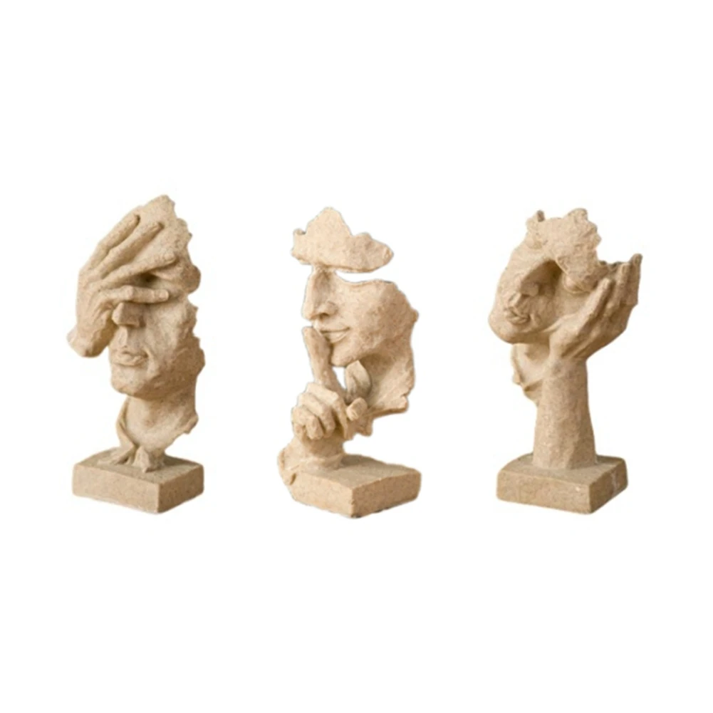 Statue Abstract Resin Desktop Ornaments Sculpture Miniature Figurines Face Character Nordic Art CAU30ts Office Home B