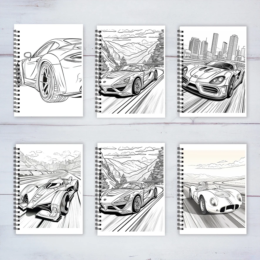 Racing Adult Coloring Book - 8.3x 11.2 Inch 22 Page Coloring Book - Helps Reduce Stress and Ease Emotions