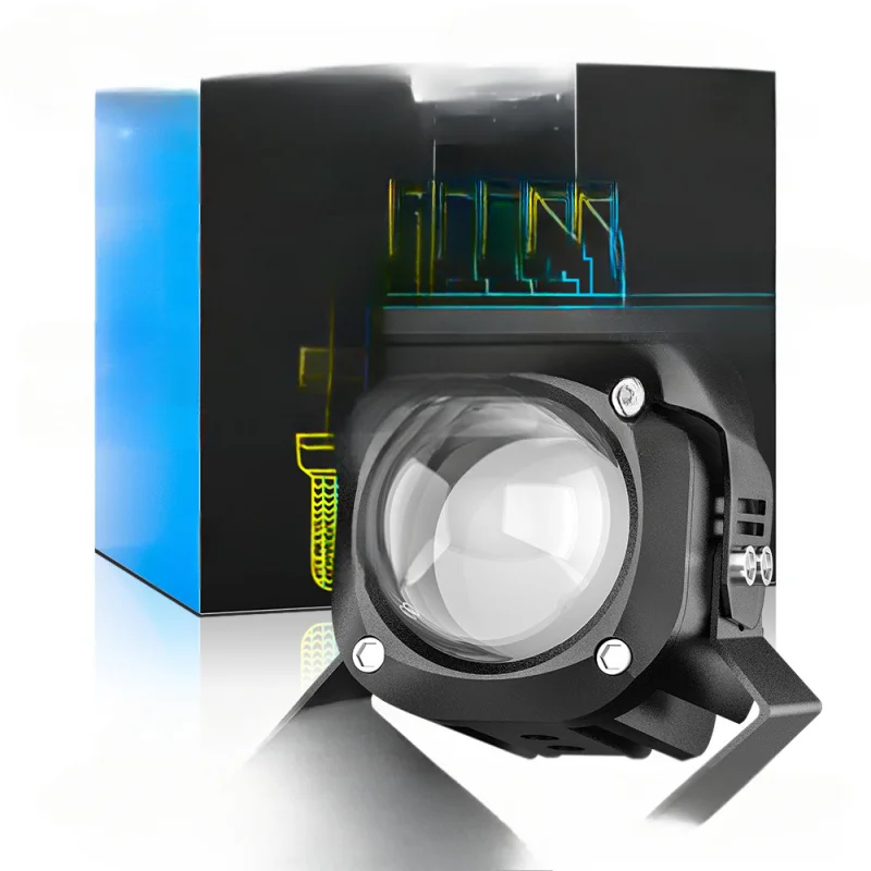 Cross-Border Exclusive Big Eye Spotlight White Yellow Light LED Lens Far Near Integrated with Switch Modified Car Headlight Moto