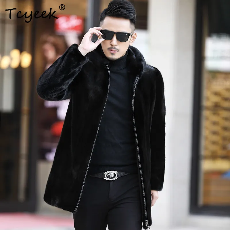 Tcyeek Natural Mink Fur Coats Man Clothing Winter Jacket Men Fashion Whole Mink Real Fur Coat Hoodie Натуральный Мех Hot Sale