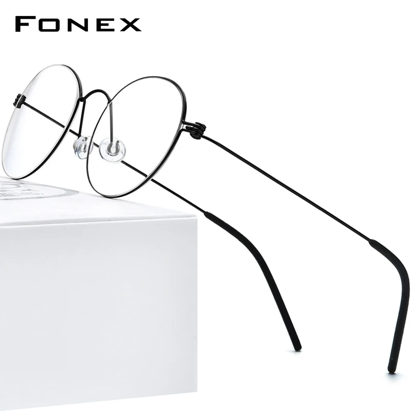 FONEX B Titanium Eyeglasses Frame Women Brand Design Glasses Men Korean Denmark Ultralight-Weight Morten Screwless Eyewear 7510