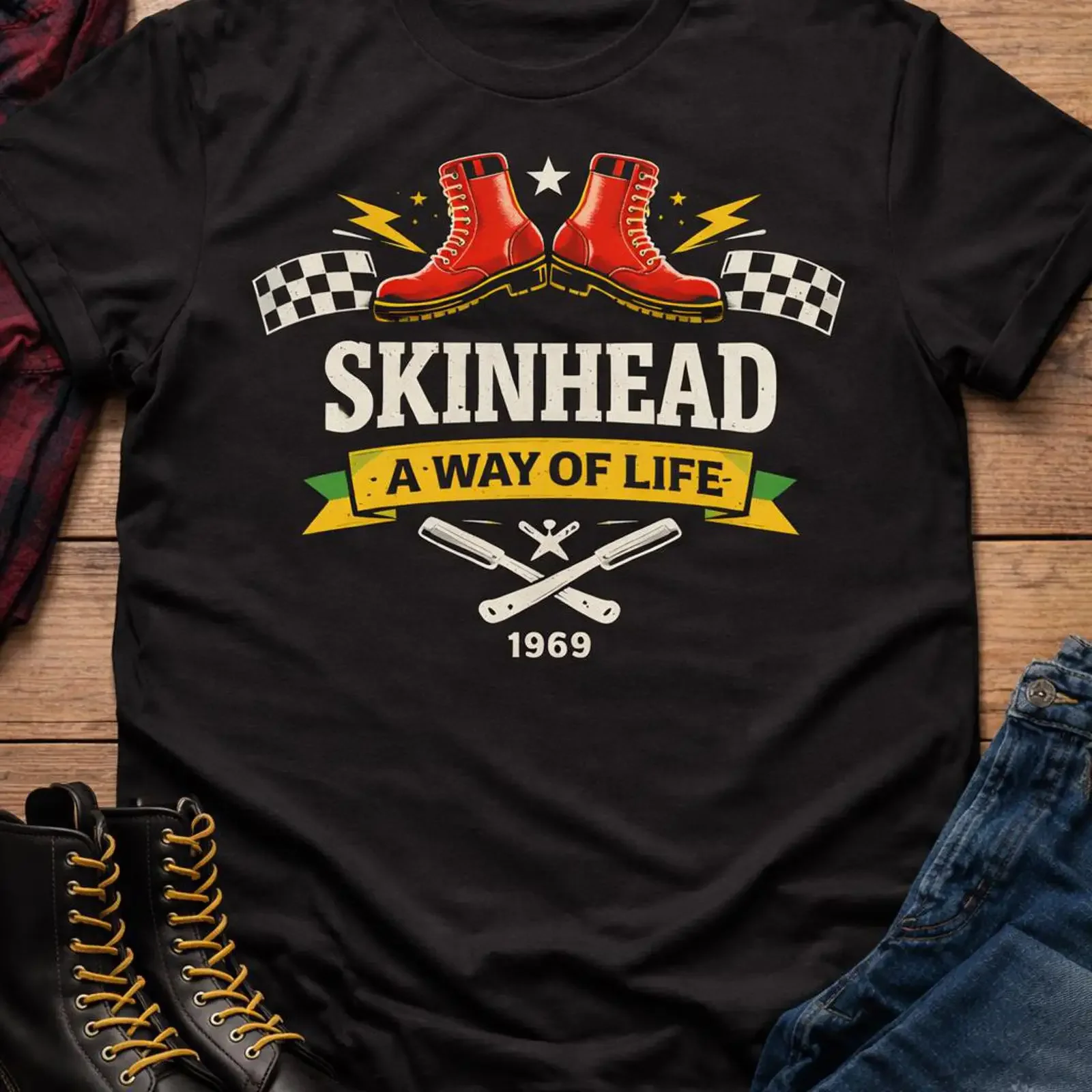 Skinhead A Way Of Life T Shirt 1969 Spirit Reggae Style Working Class Streetwear vintage Washed Versatile fashion Comfortable